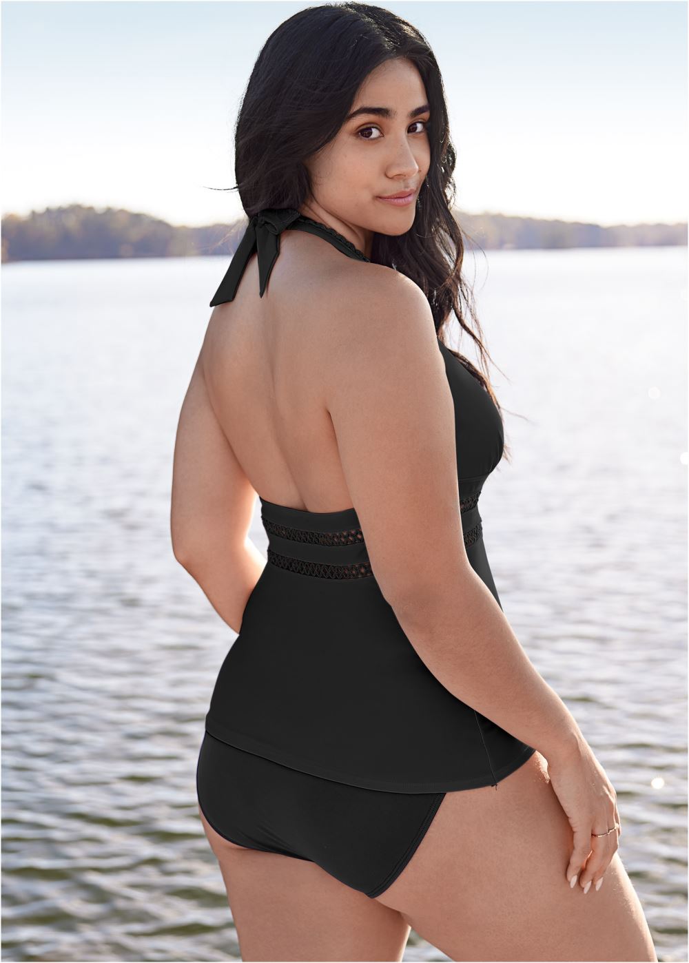 Venus Plus Size Fit And Flare Tankini Top Bikini - Black Beauty