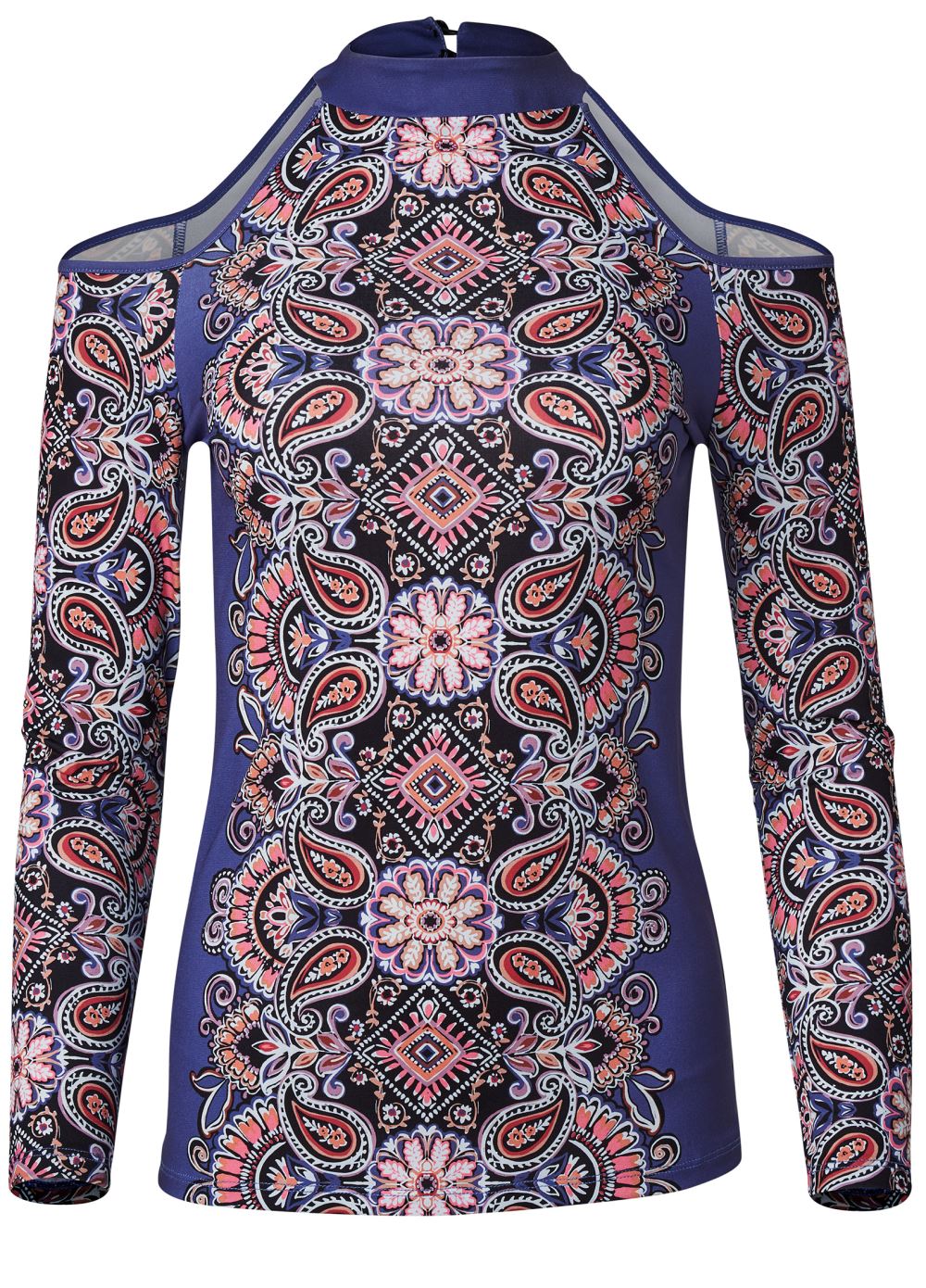 Venus Plus Size Paisley Cold-Shoulder Top