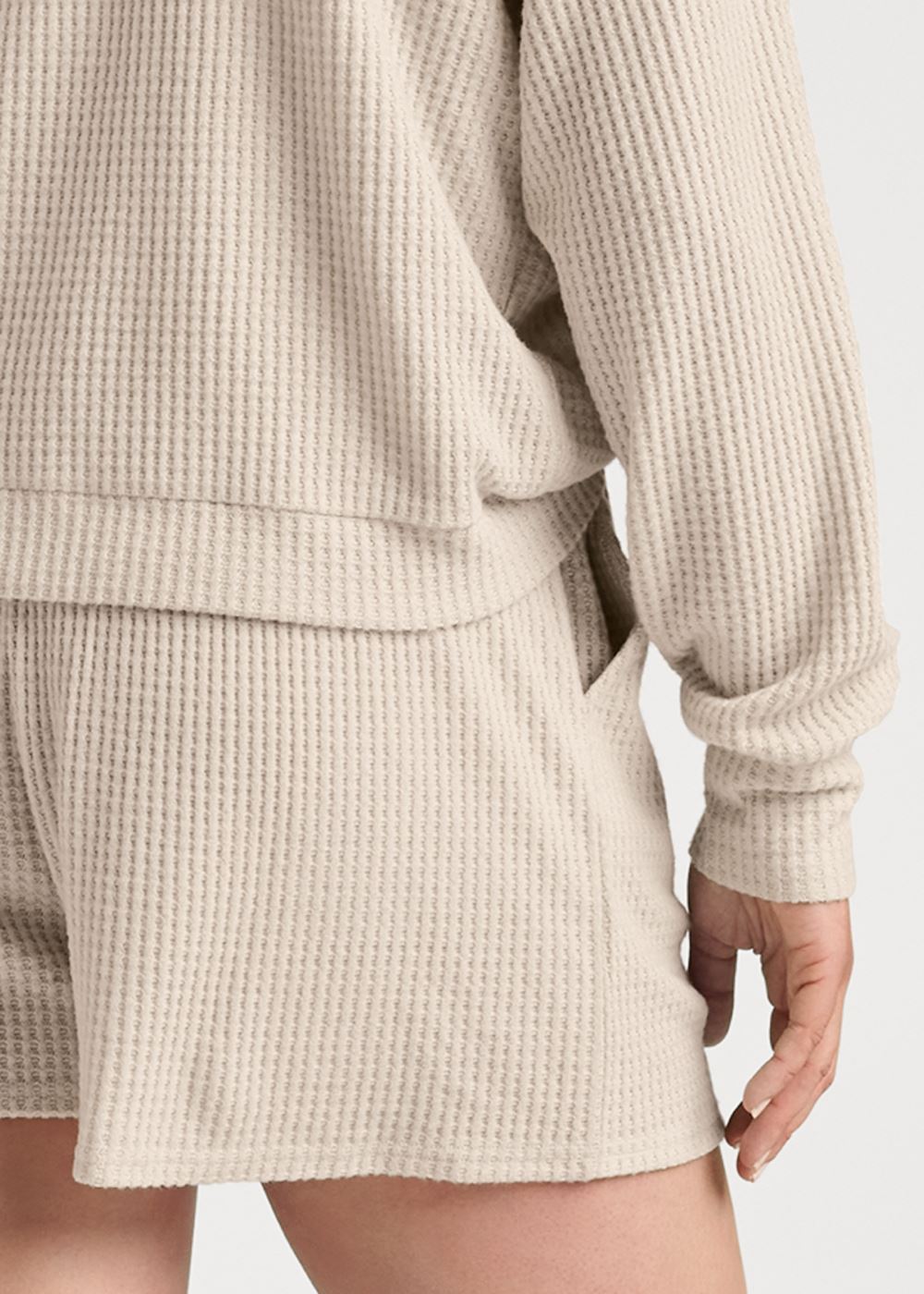 Venus Plus Size Brushed Waffle Short Set in Oatmeal
