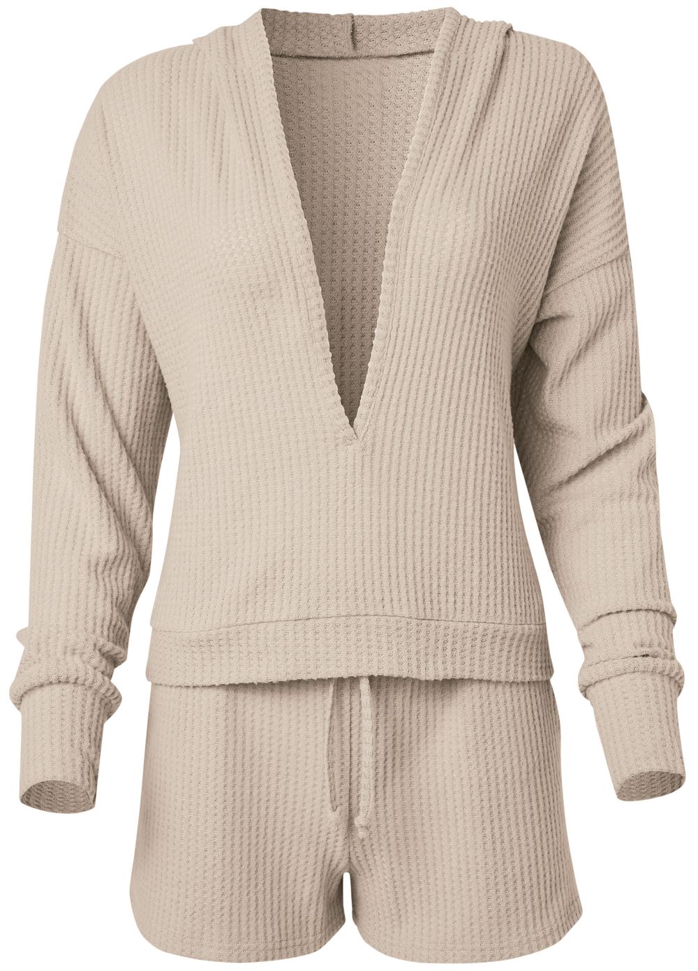 Venus Plus Size Brushed Waffle Short Set in Oatmeal