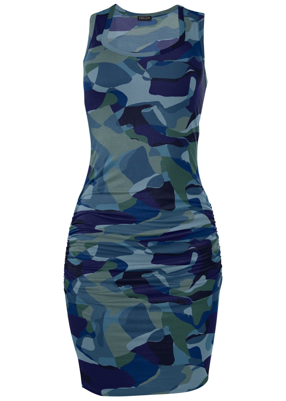 Venus Plus Size Sleeveless Ruched Bodycon Midi Dress