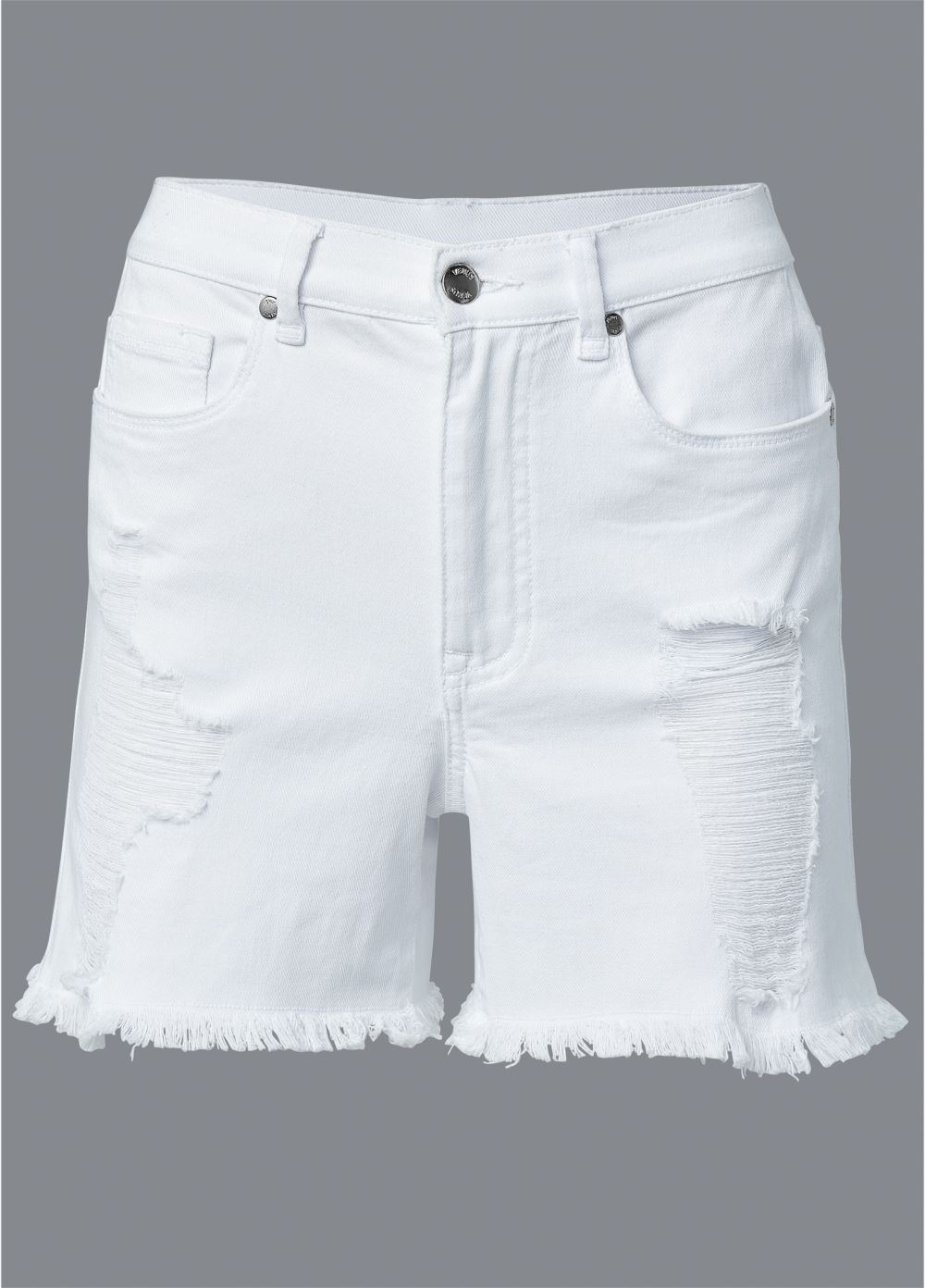 Venus Plus Size Distressed Jean Shorts - White Denim