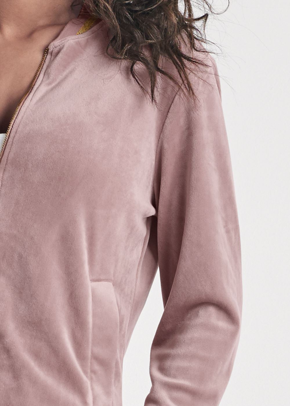 Venus Plus Size Striped Velour Pant Set in Light Pink