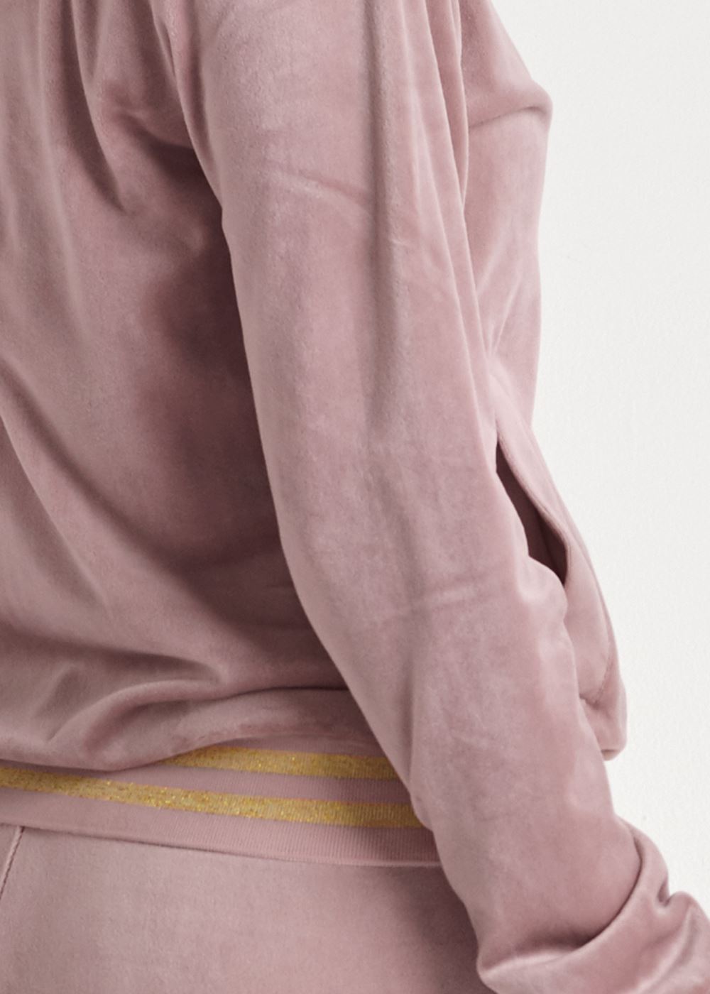 Venus Plus Size Striped Velour Pant Set in Light Pink