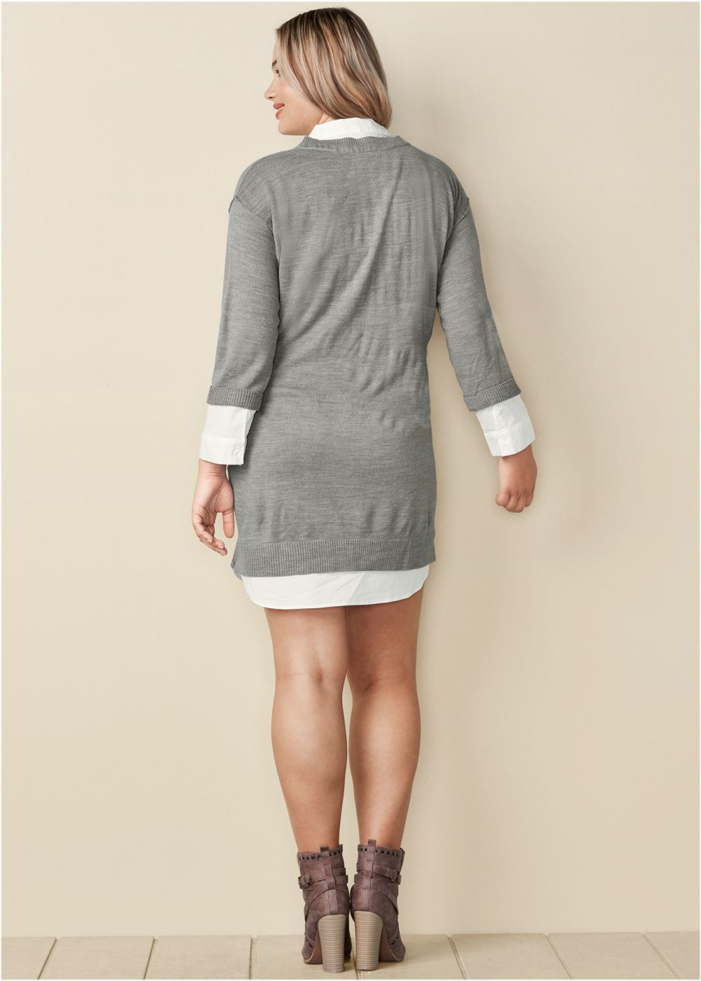 Venus Plus Size Layered Sweater Dress
