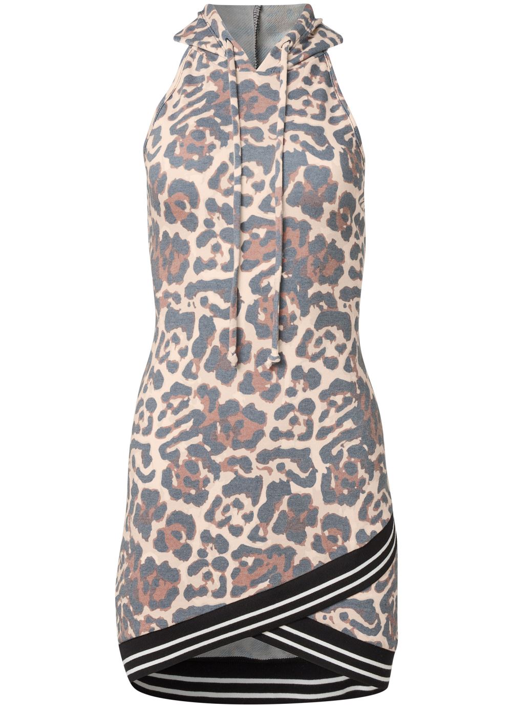 Venus Plus Size Hooded Detail Dress in Brown Multi