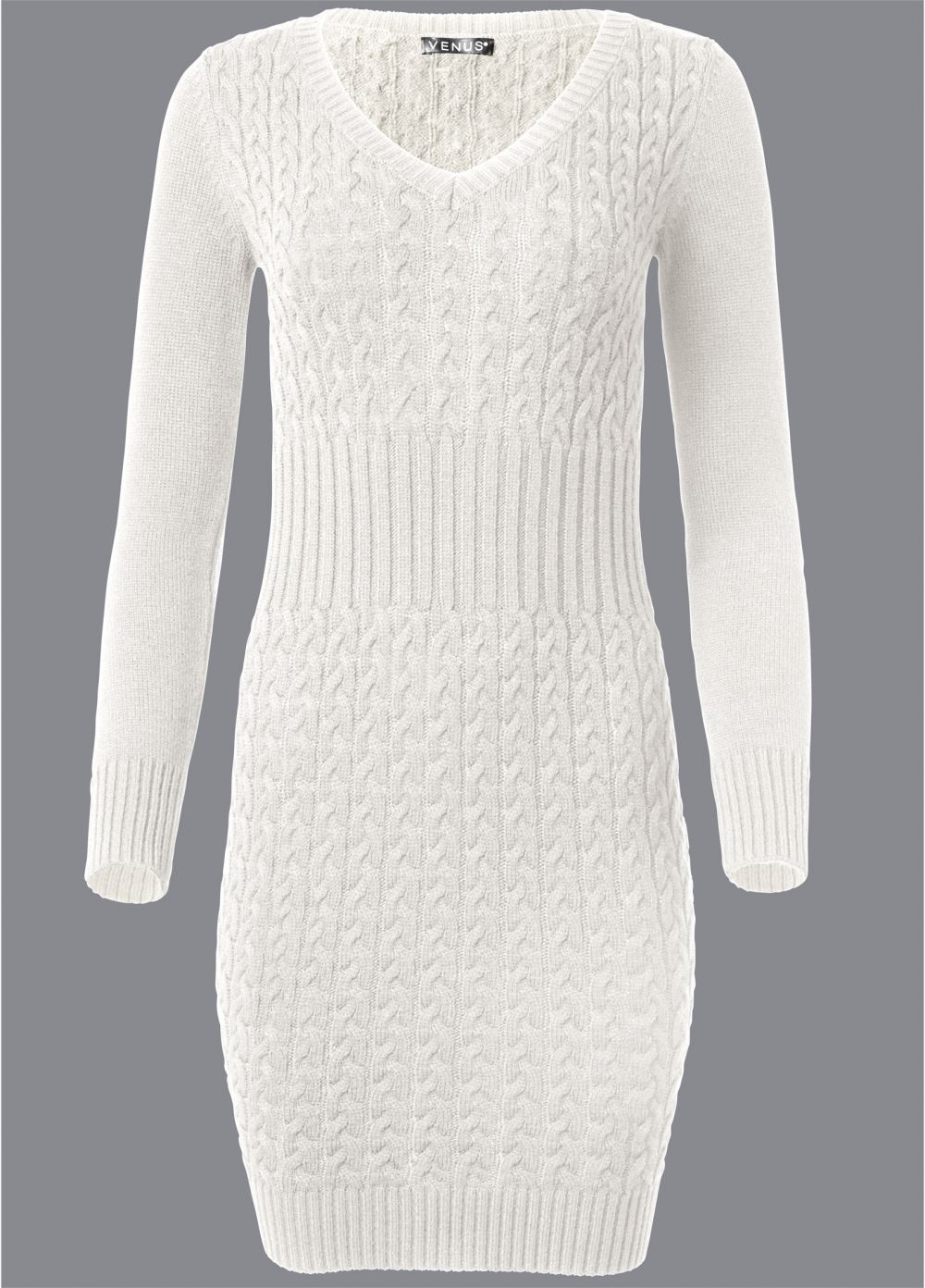 Venus Plus Size Cable Knit Sweater Dress