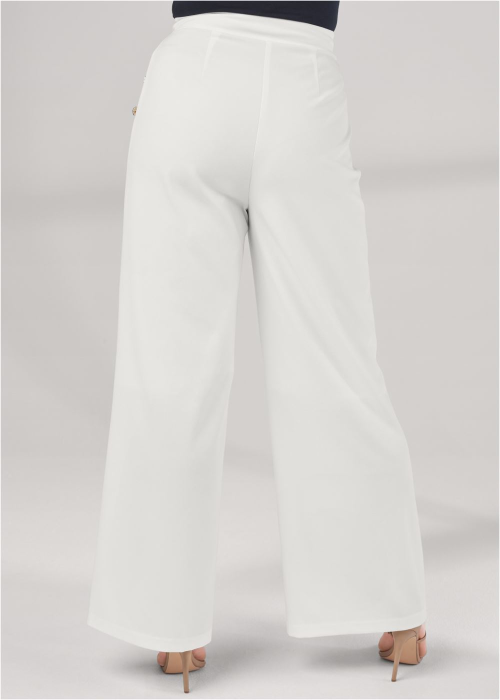 Venus Plus Size Pleated Wide Leg Pants in Off White
