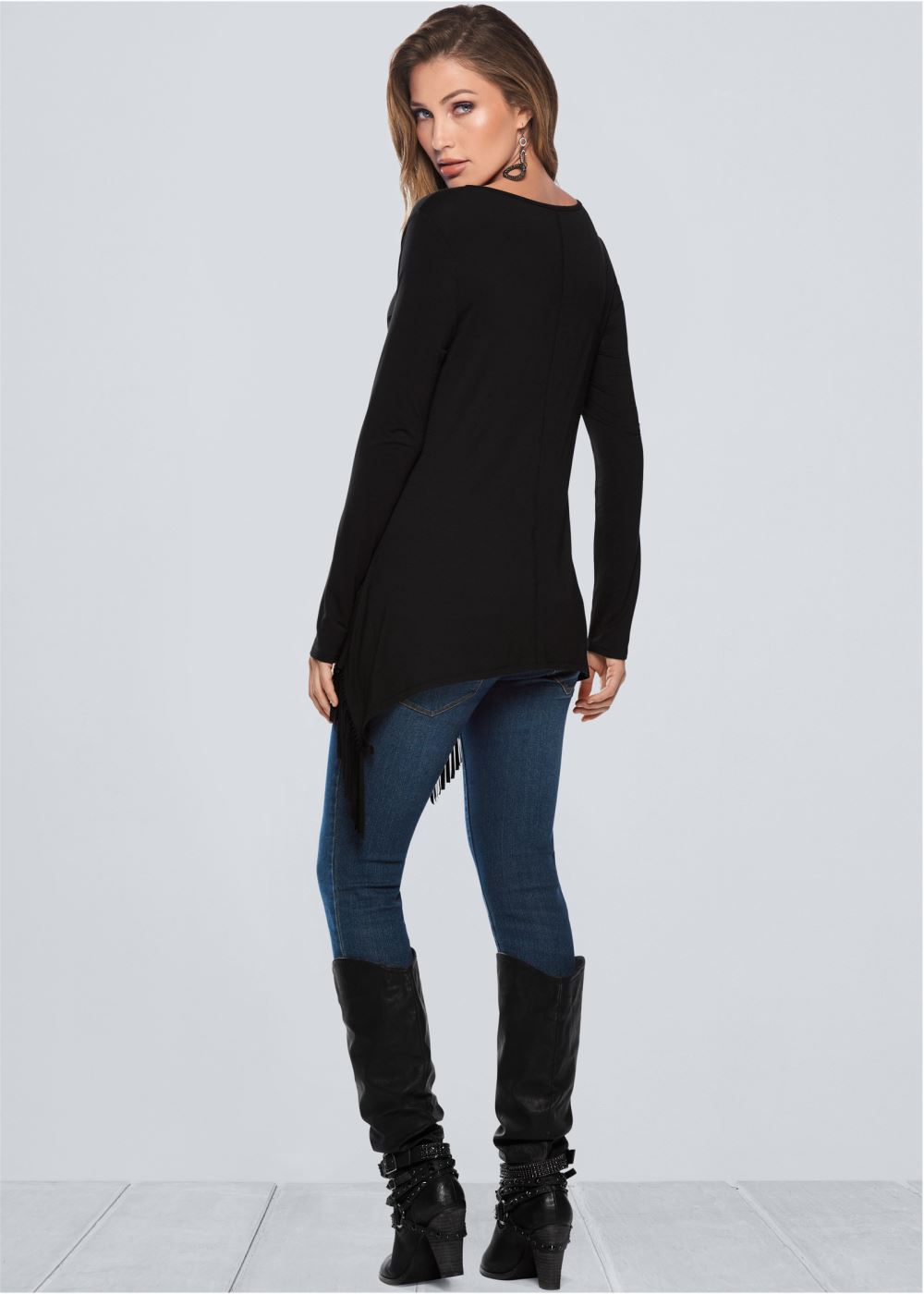 Venus Plus Size Fringe Detail Tunic Top