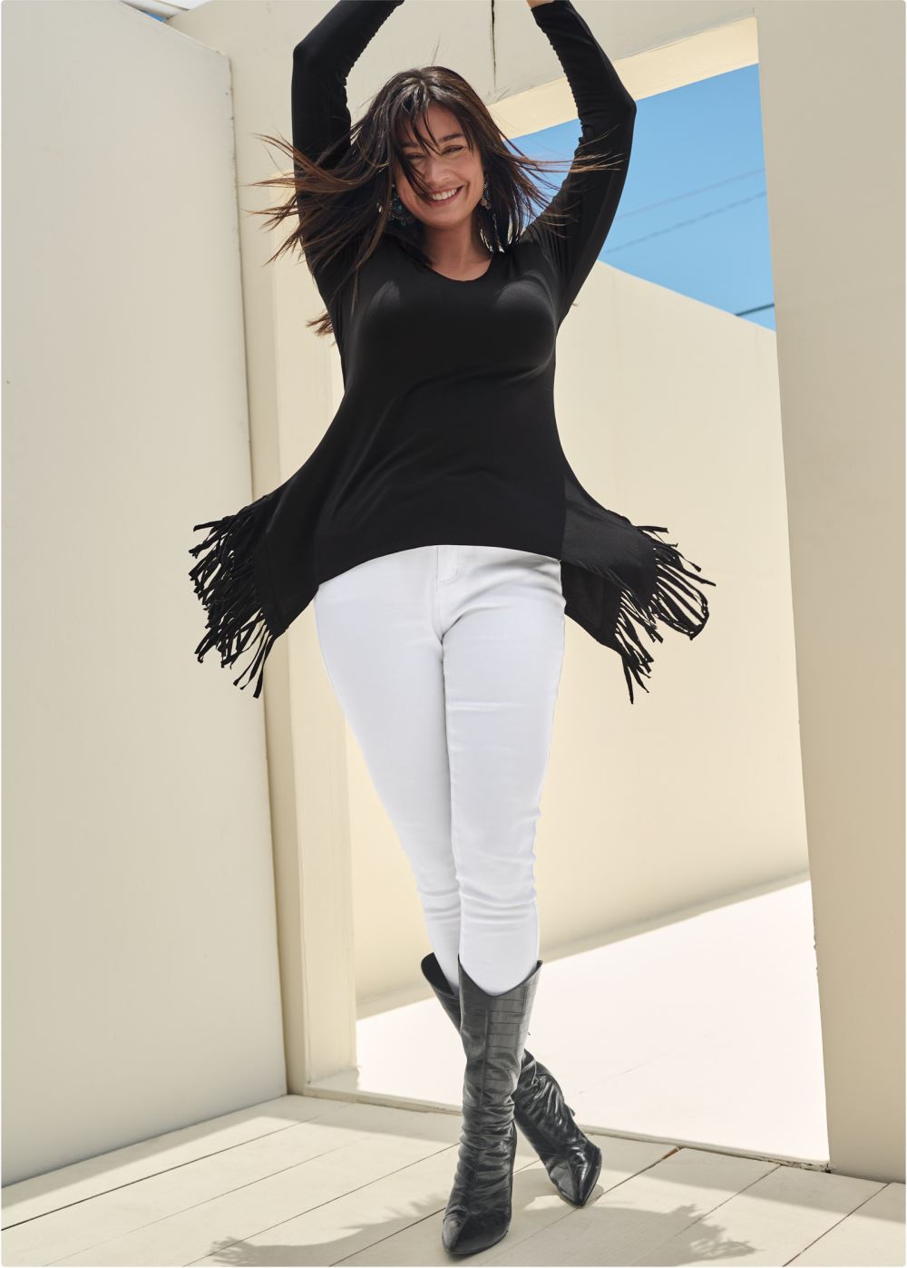 Venus Plus Size Fringe Detail Tunic Top