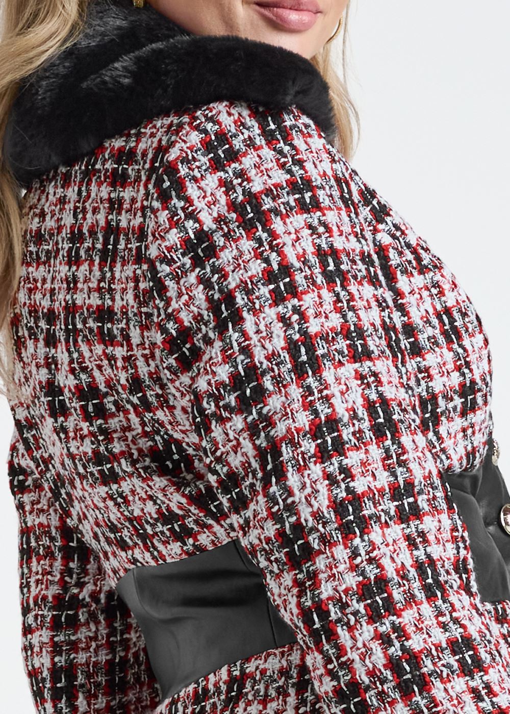 Venus Plaid Corset Coat in Black Multi