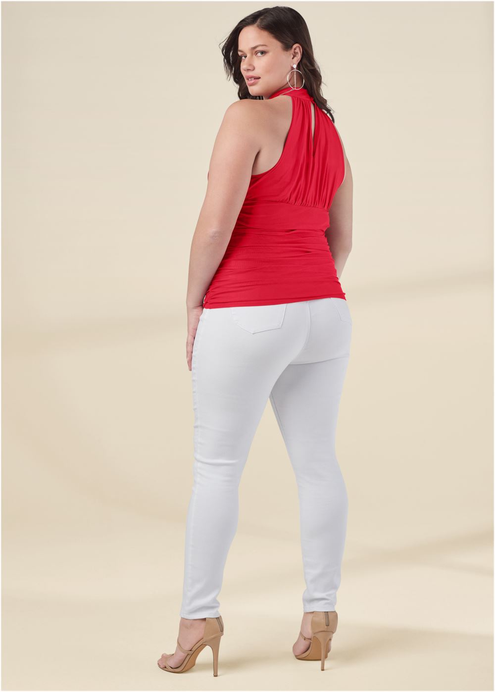 Venus Plus Size Mesh Mock-Neck Top