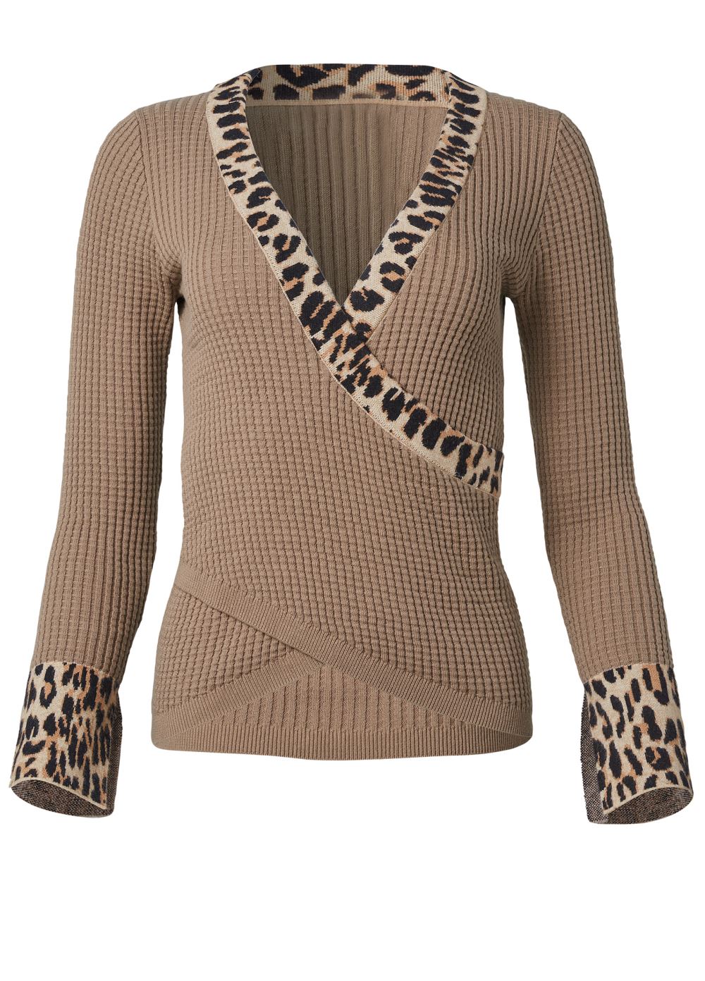 Venus Plus Size Waffle Knit Sweater in Tan Multi