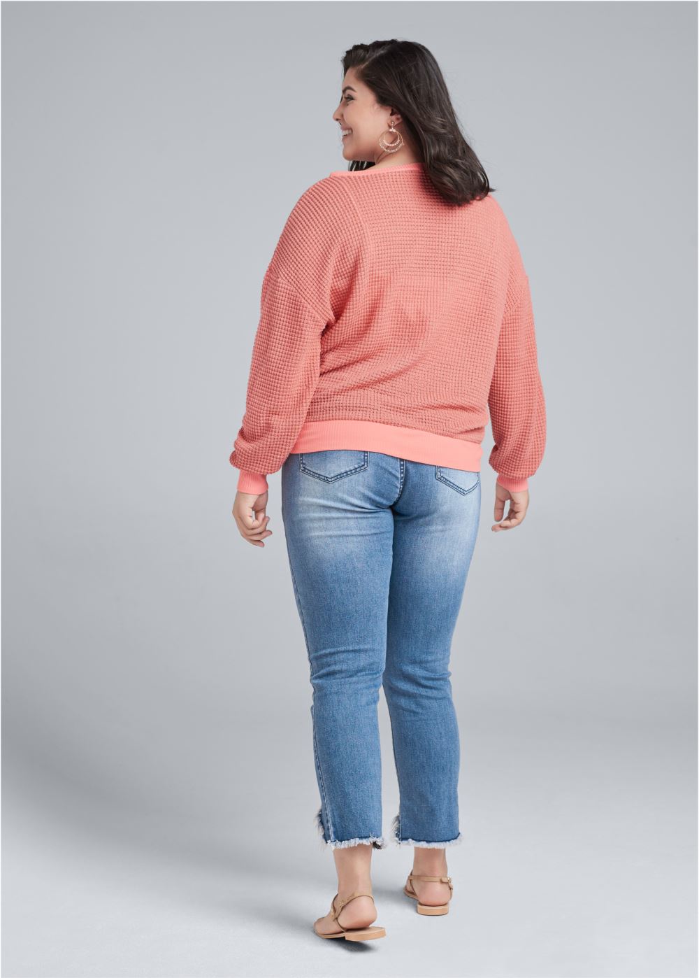 Venus Plus Size Waffle Knit Surplice Lounge Top