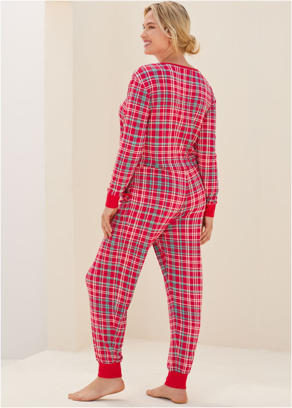 Venus Festive Flannel HENLEY PJ ONESIE