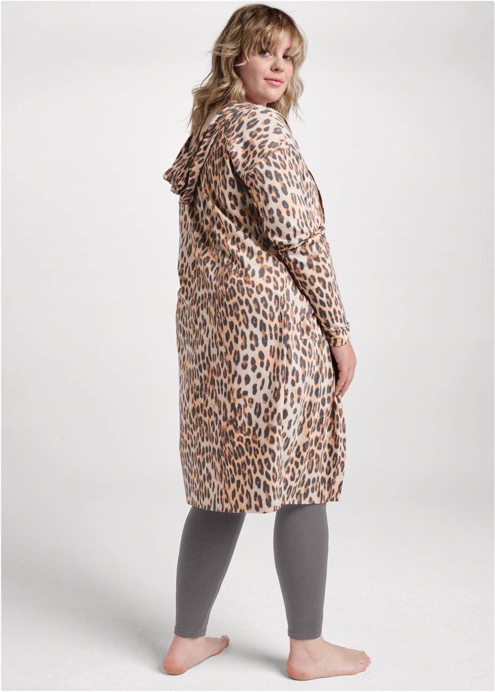 Venus Plus Size Sand Dune Cheetah Duster in Brown Multi