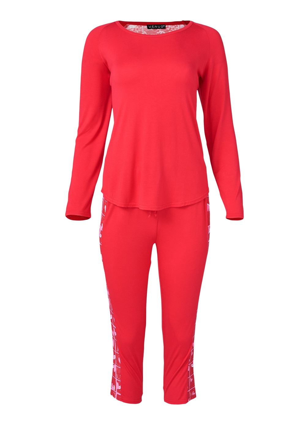 Venus Red Multi LONG SLEEVE PAJAMA SET