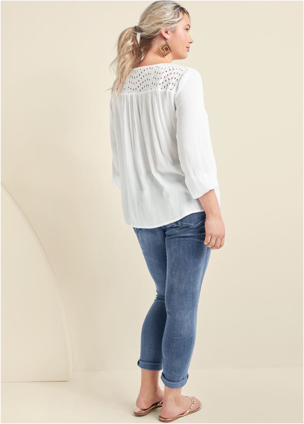 Venus Plus Size Oversize Tie-Front Blouse