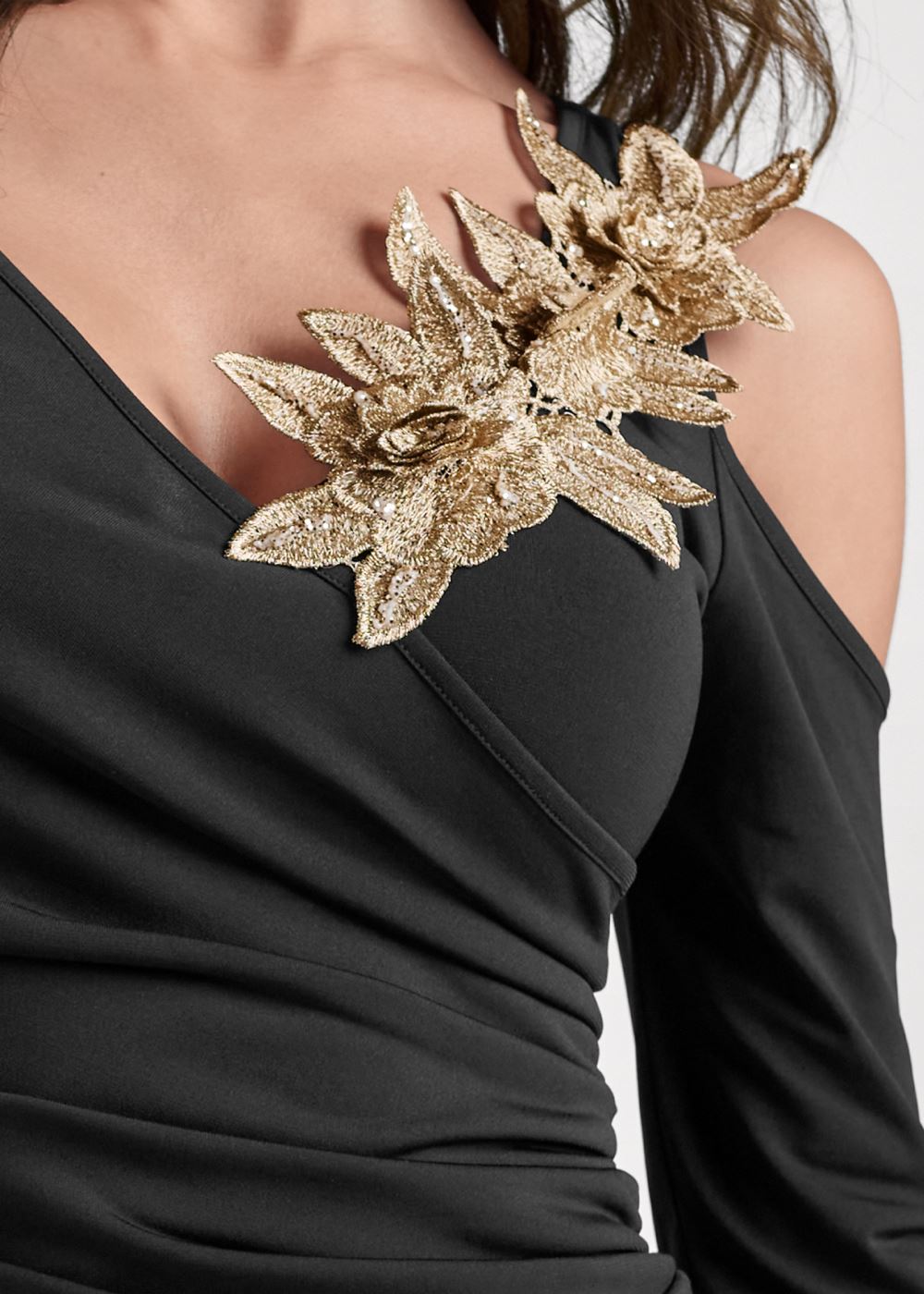 Venus Plus Size Floral Applique Wrap Top