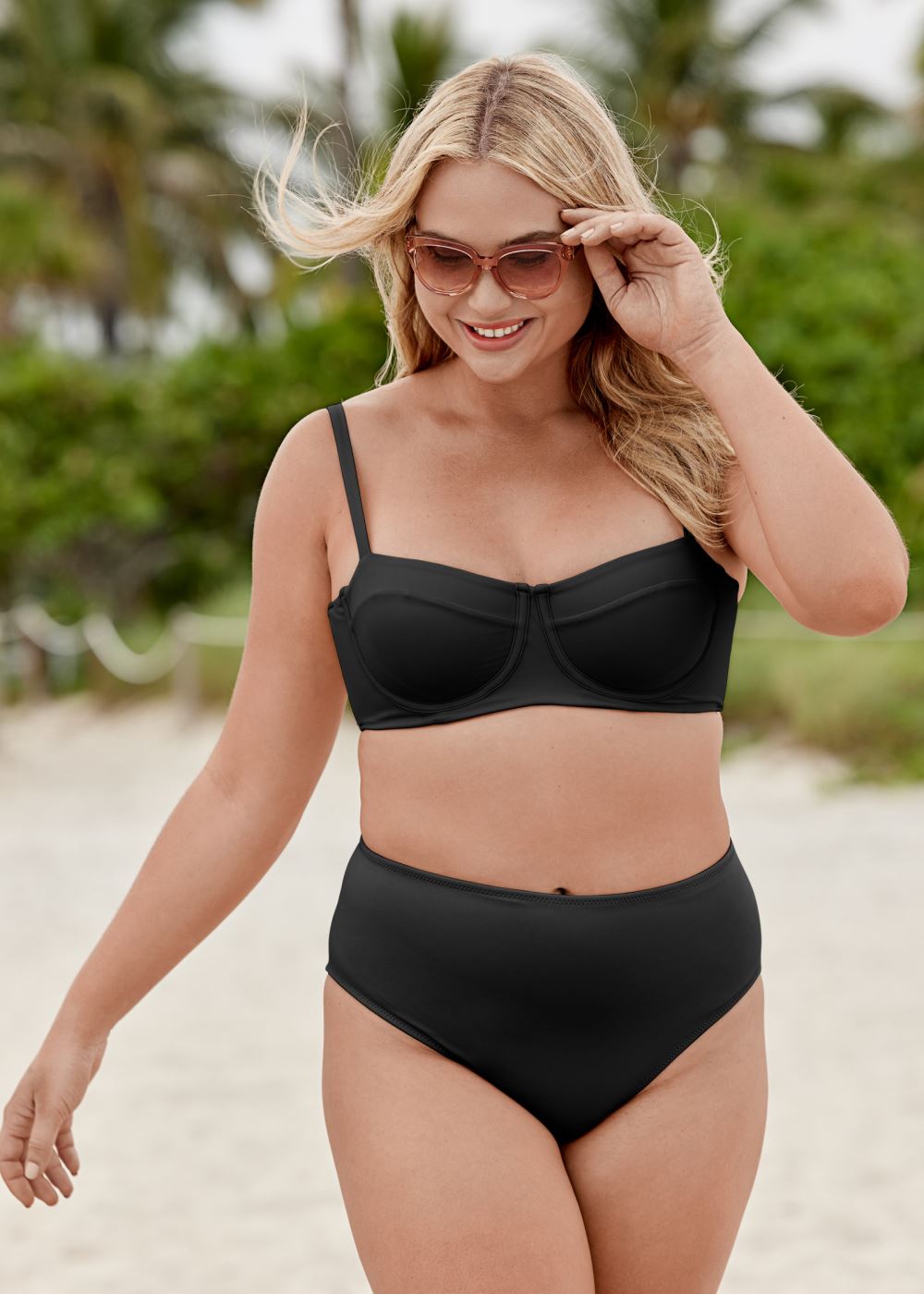 Venus Plus Size Uplift Balconette Top Bikini - Black Beauty