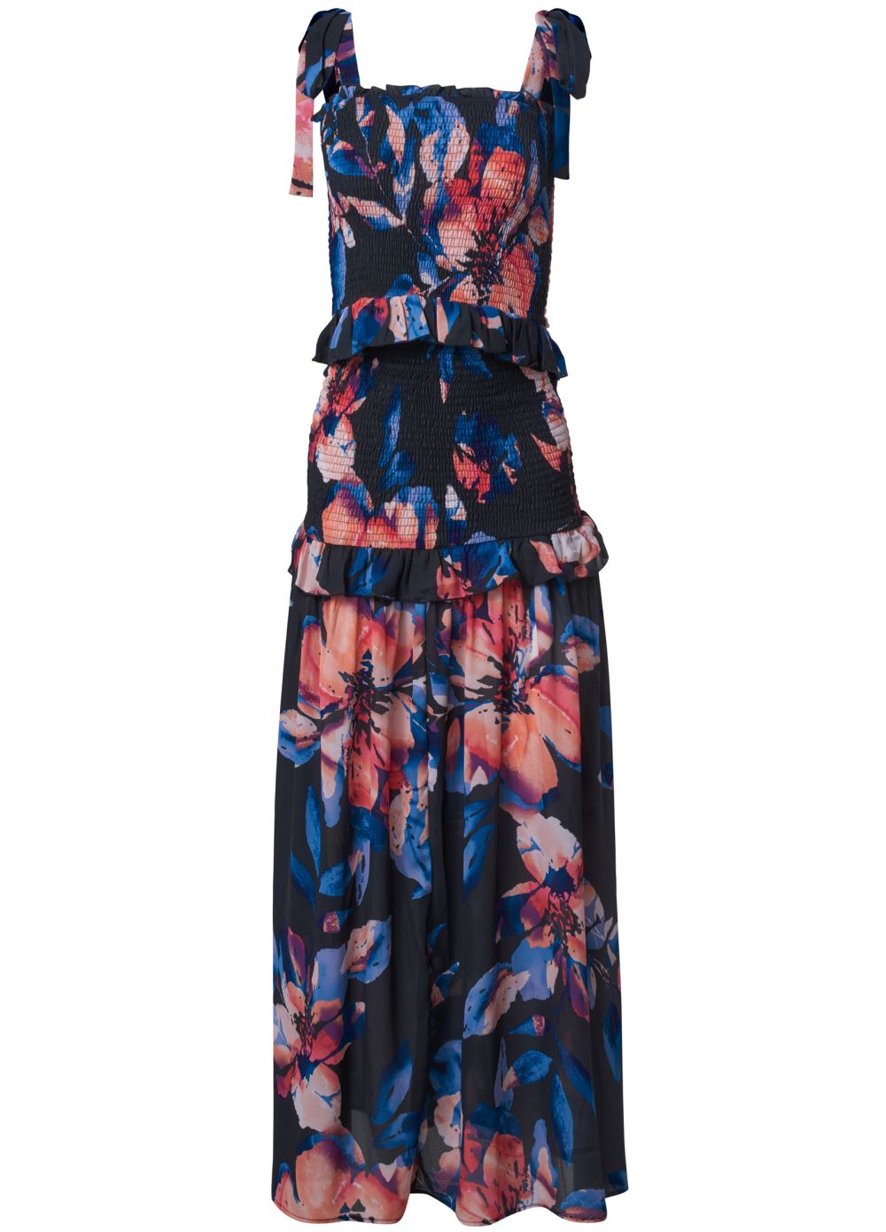 Venus Plus Size Smocked Floral Print Dress