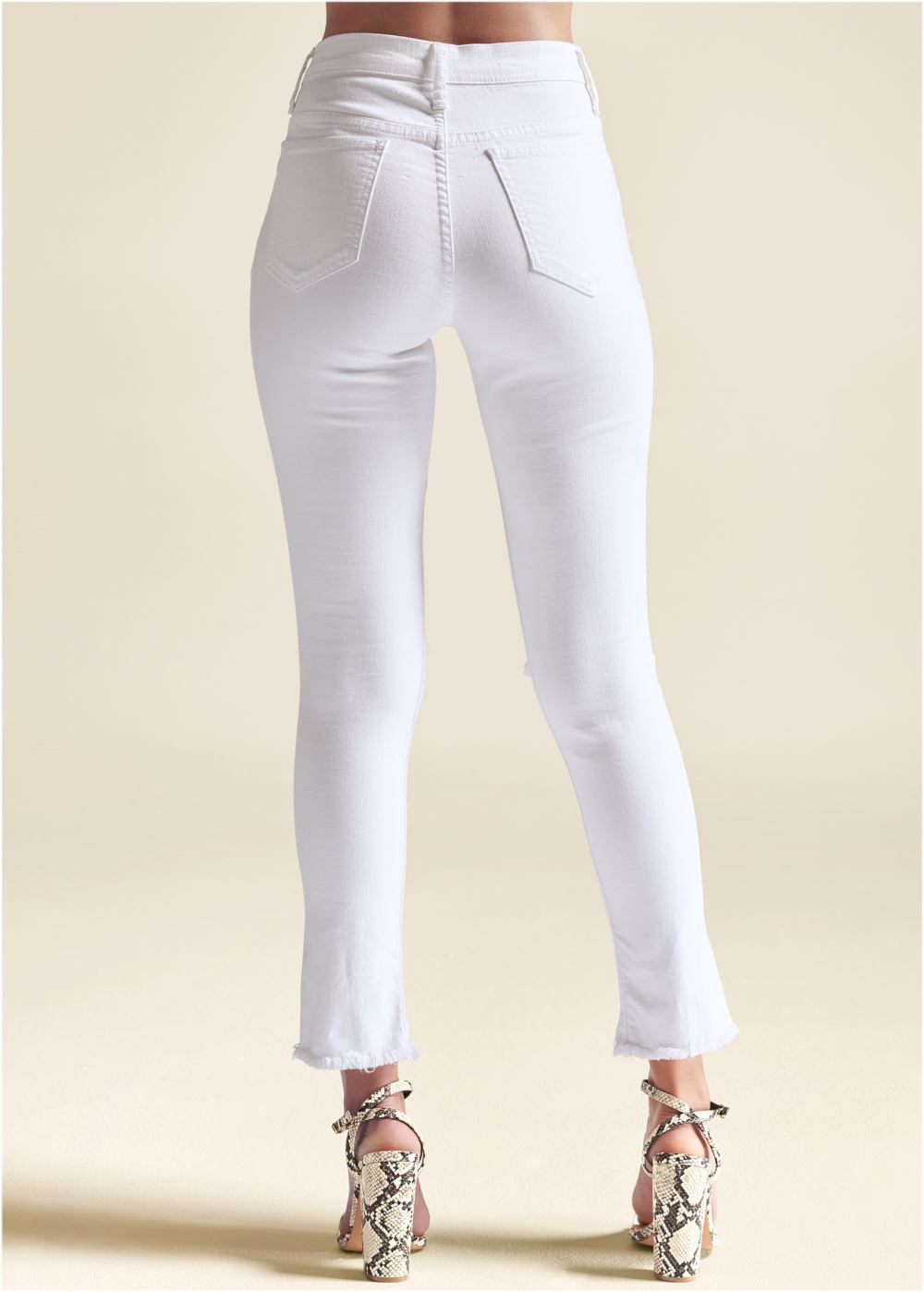 Venus Plus Size Triangle Hem Jeans in White