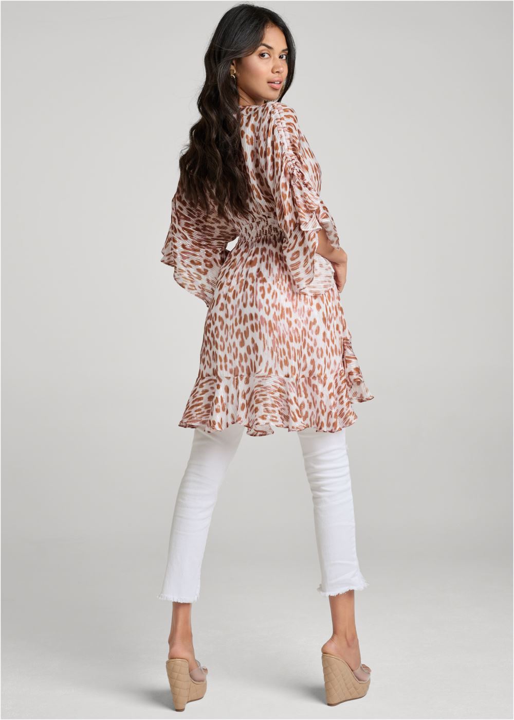 Venus Plus Size Classic Cheetah Print Kimono Top