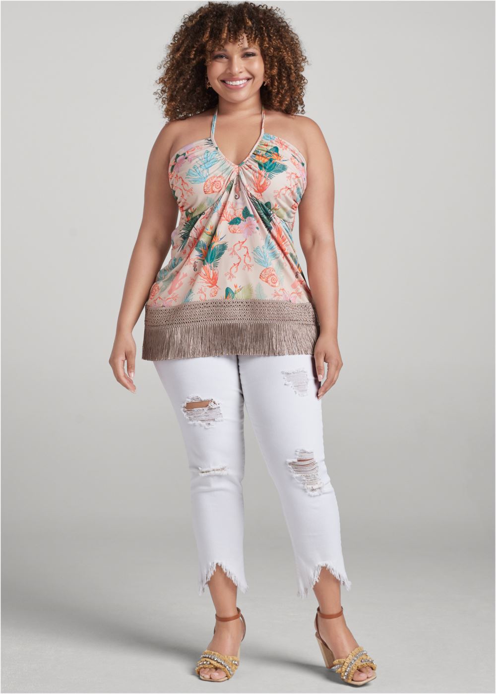 Venus Plus Size Under-The-Sea Print Halter Top