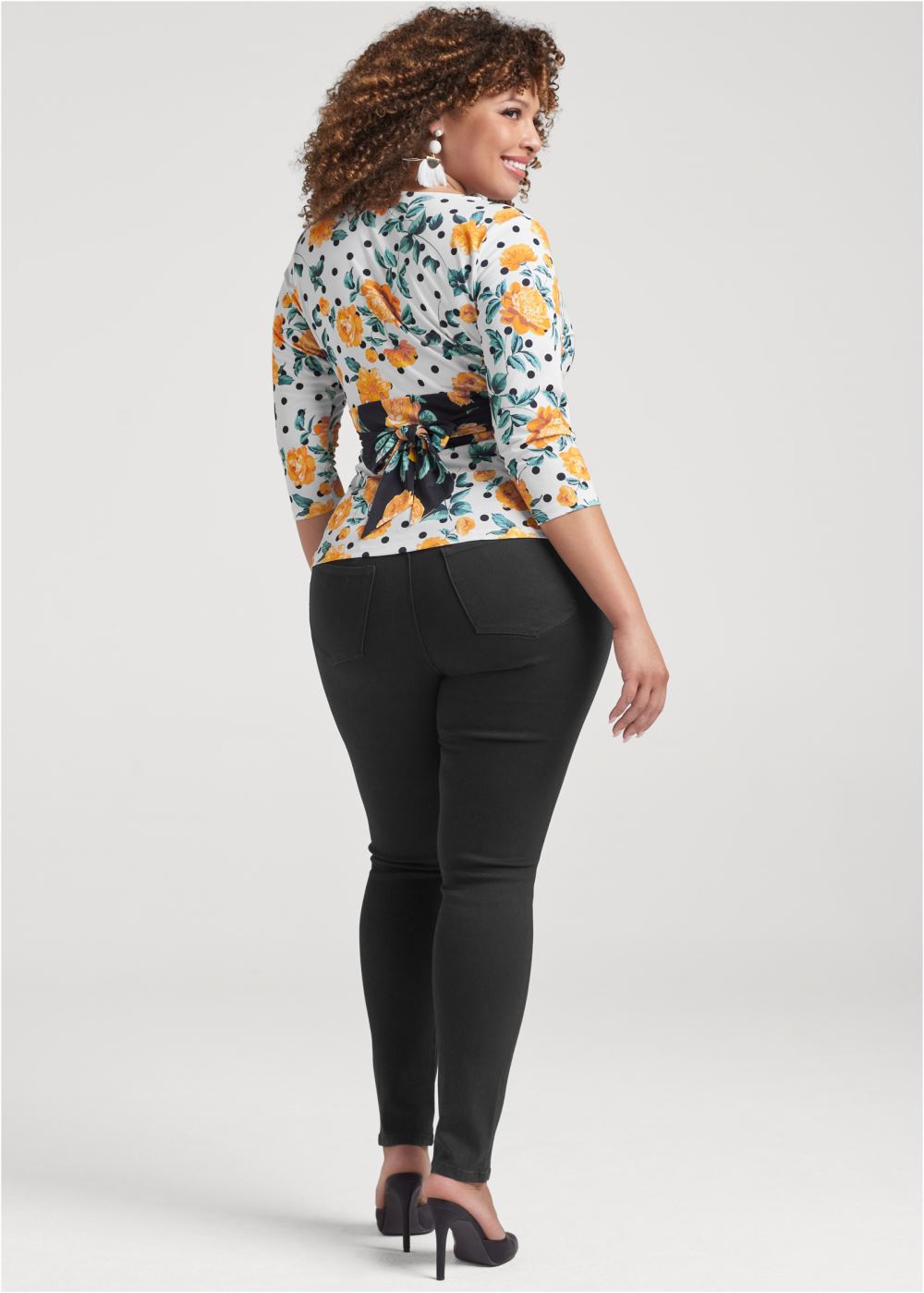 Venus Plus Size Rose And Polka-Dot Top