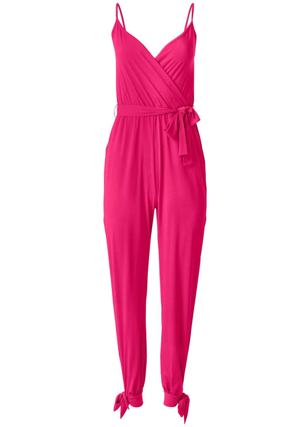 Venus Plus Size Slit Leg Casual Jumpsuit in Fuchsia