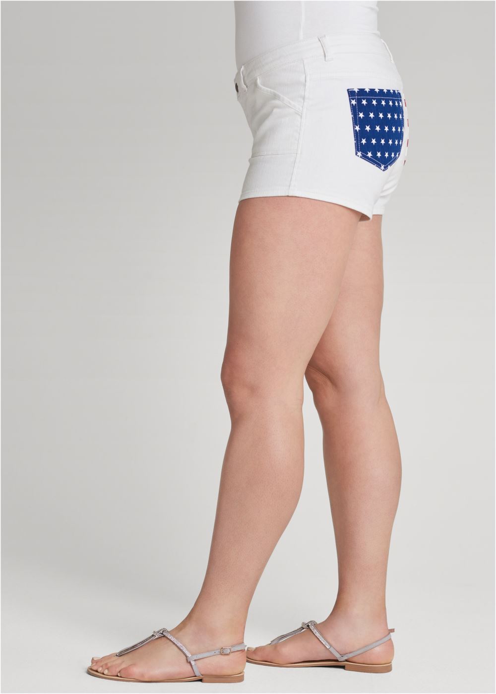 Venus Plus Size Americana Shorts - White Denim