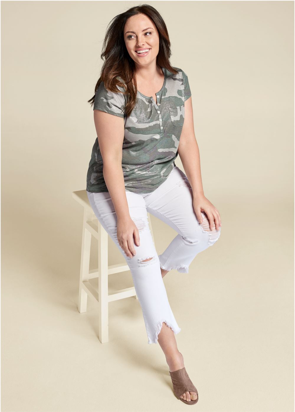 Venus Olive Multi CAMO POCKET TOP
