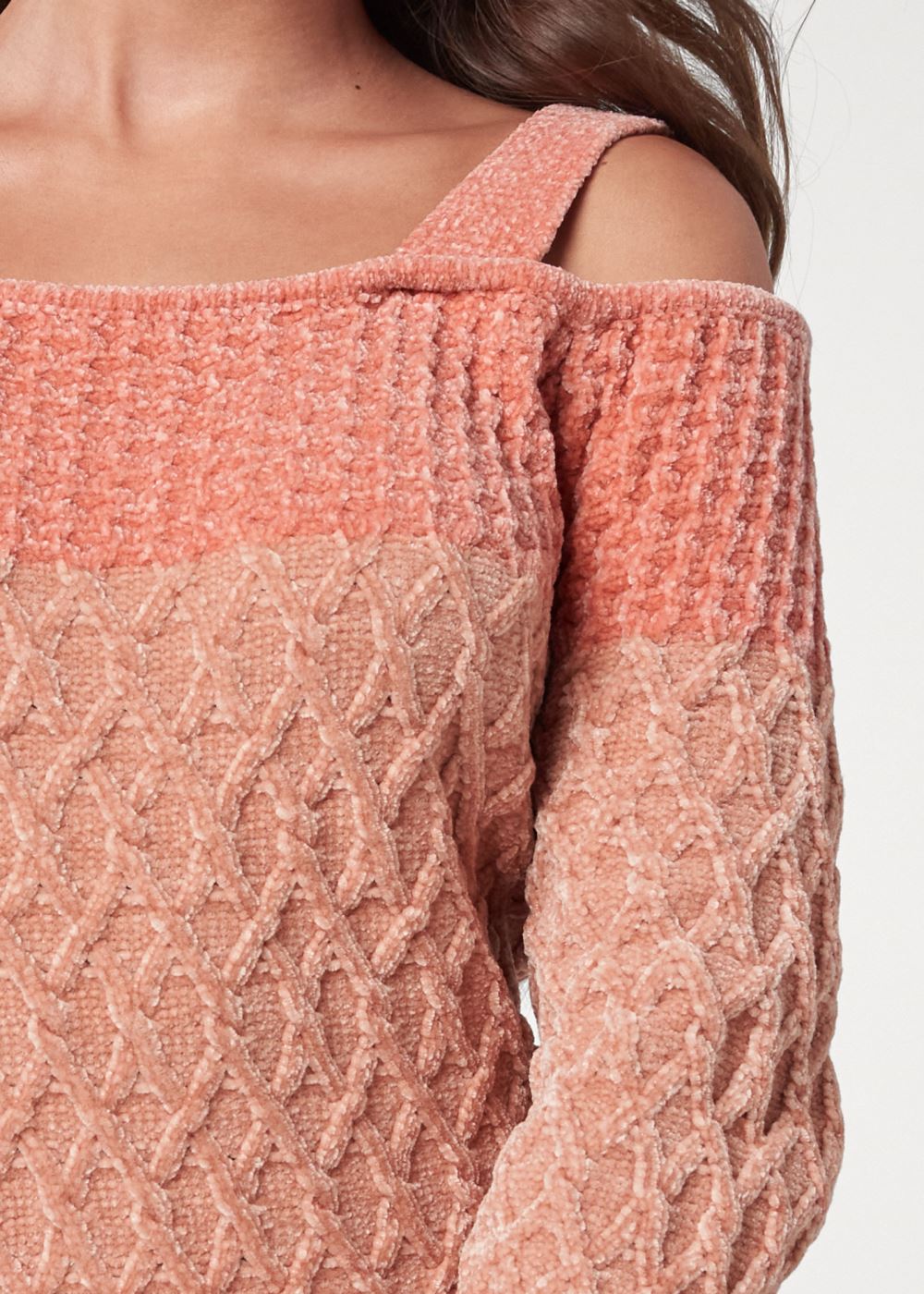 Venus Plus Size Chenille Sweater in Pink Multi