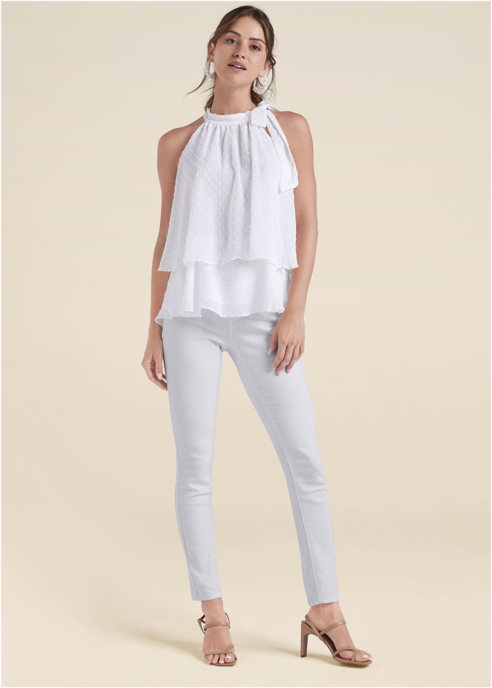 Venus Plus Size Swiss Dot Mock-Neck Top