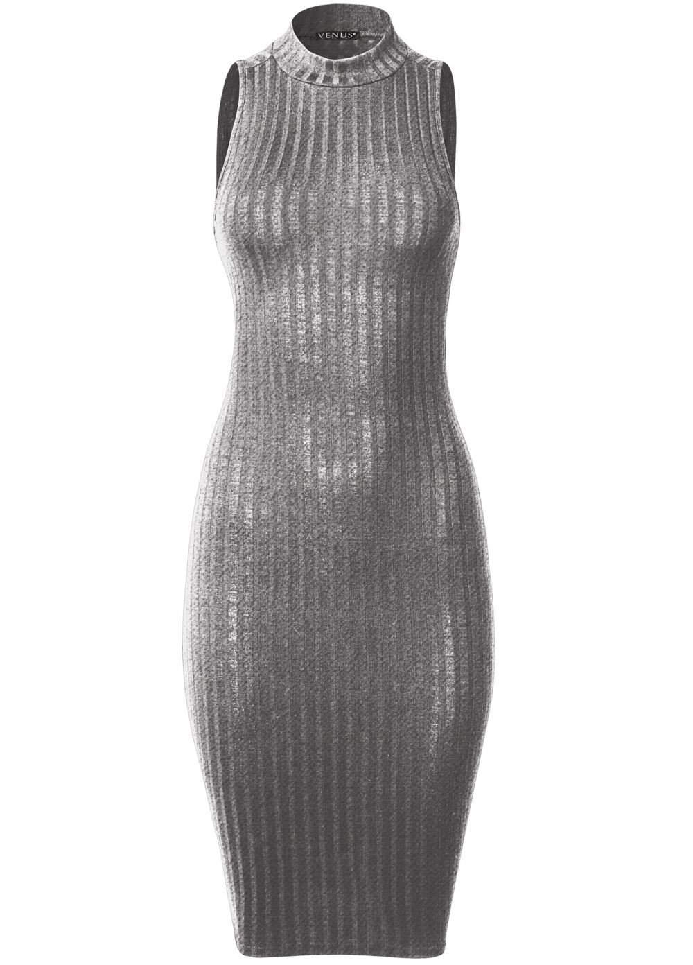 Venus Heather Grey RIBBED TWIST-BACK DRESS