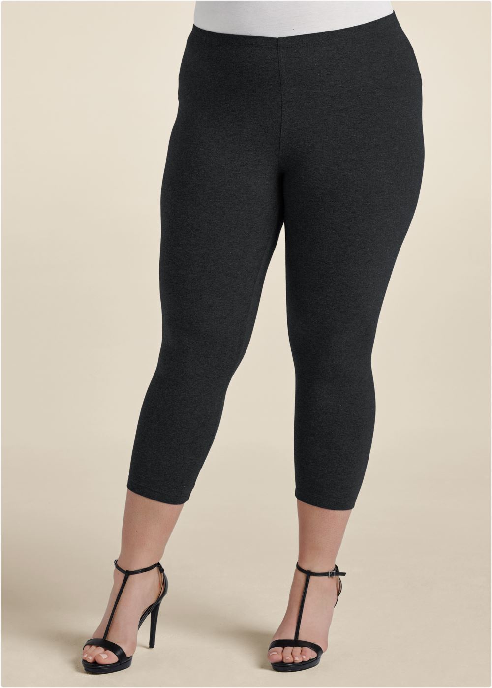 Venus Plus Size Two-Pack Cropped Leggings in Black & Grey