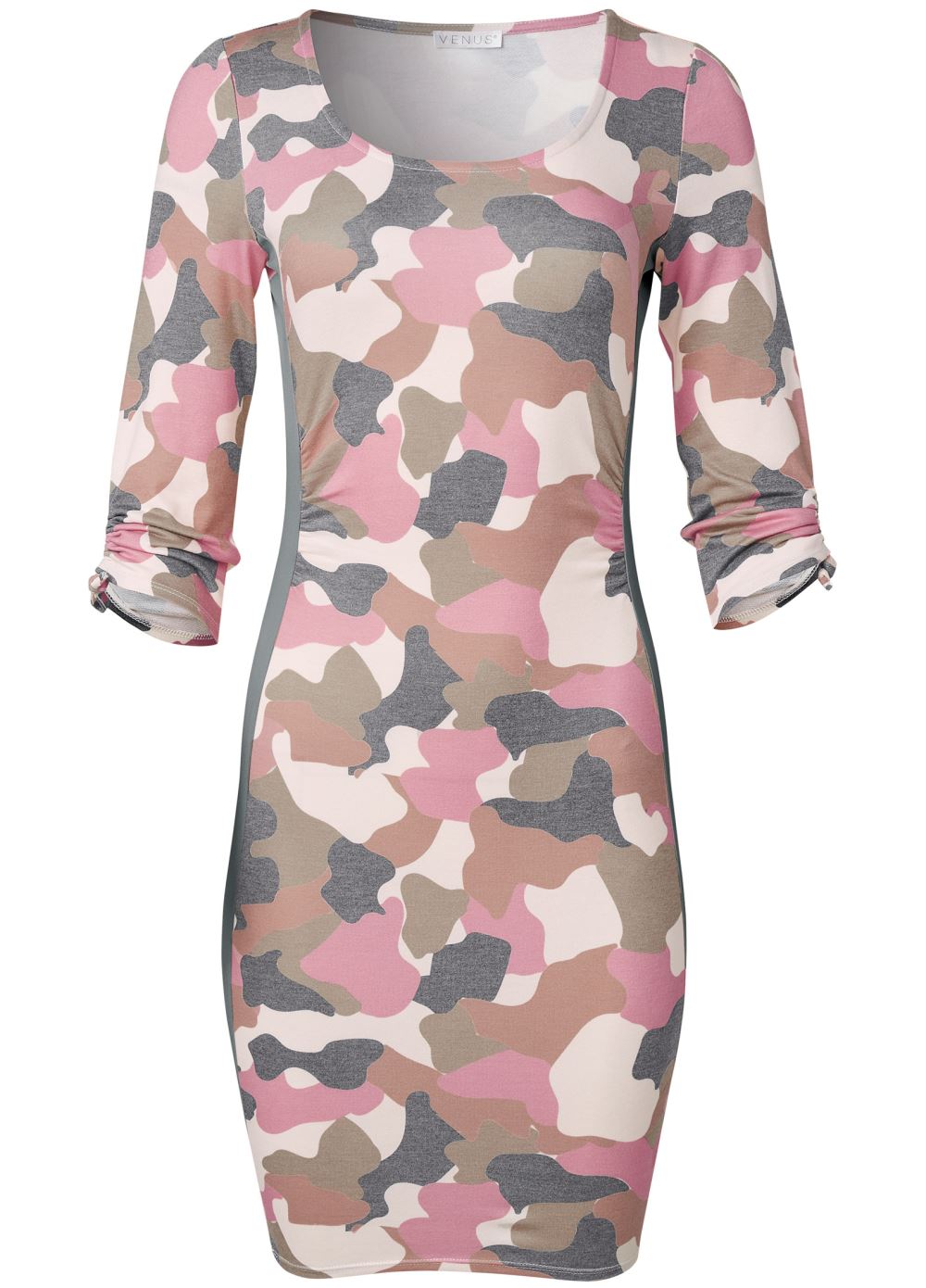 Venus Plus Size Camo Color Block Dress in Brown Multi