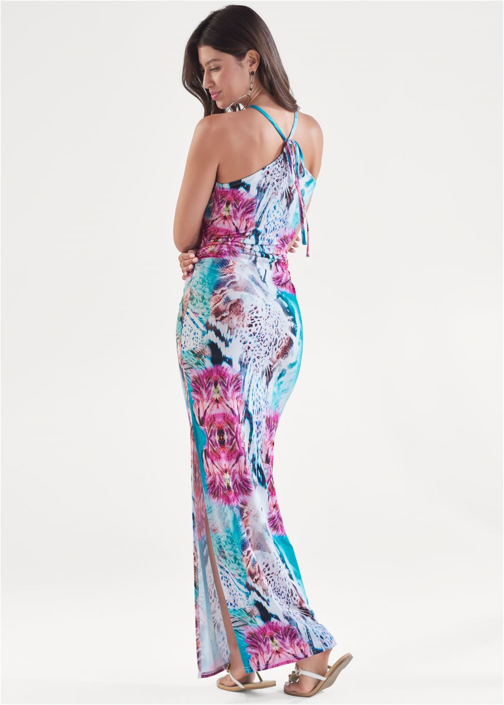 Venus Teal Multi PRINTED MAXI DRESS