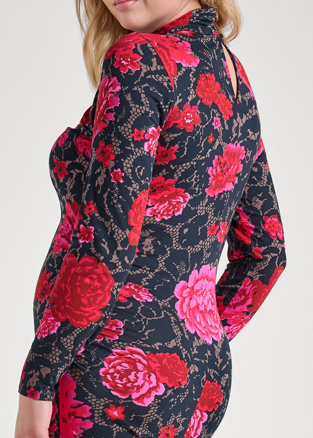 Venus Black Multi MOCK-NECK CASUAL DRESS