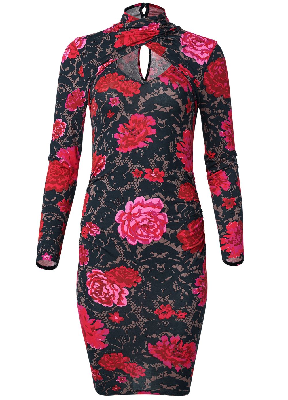 Venus Black Multi MOCK-NECK CASUAL DRESS