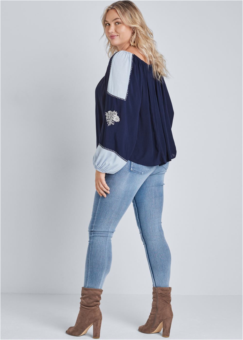 Venus Plus Size Embroidered Peasant Top
