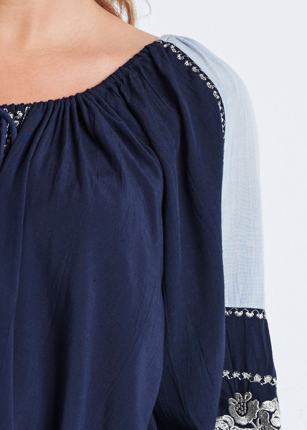 Venus Plus Size Embroidered Peasant Top
