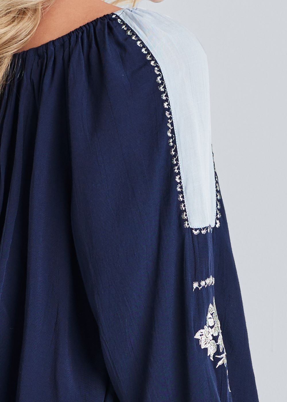 Venus Plus Size Embroidered Peasant Top
