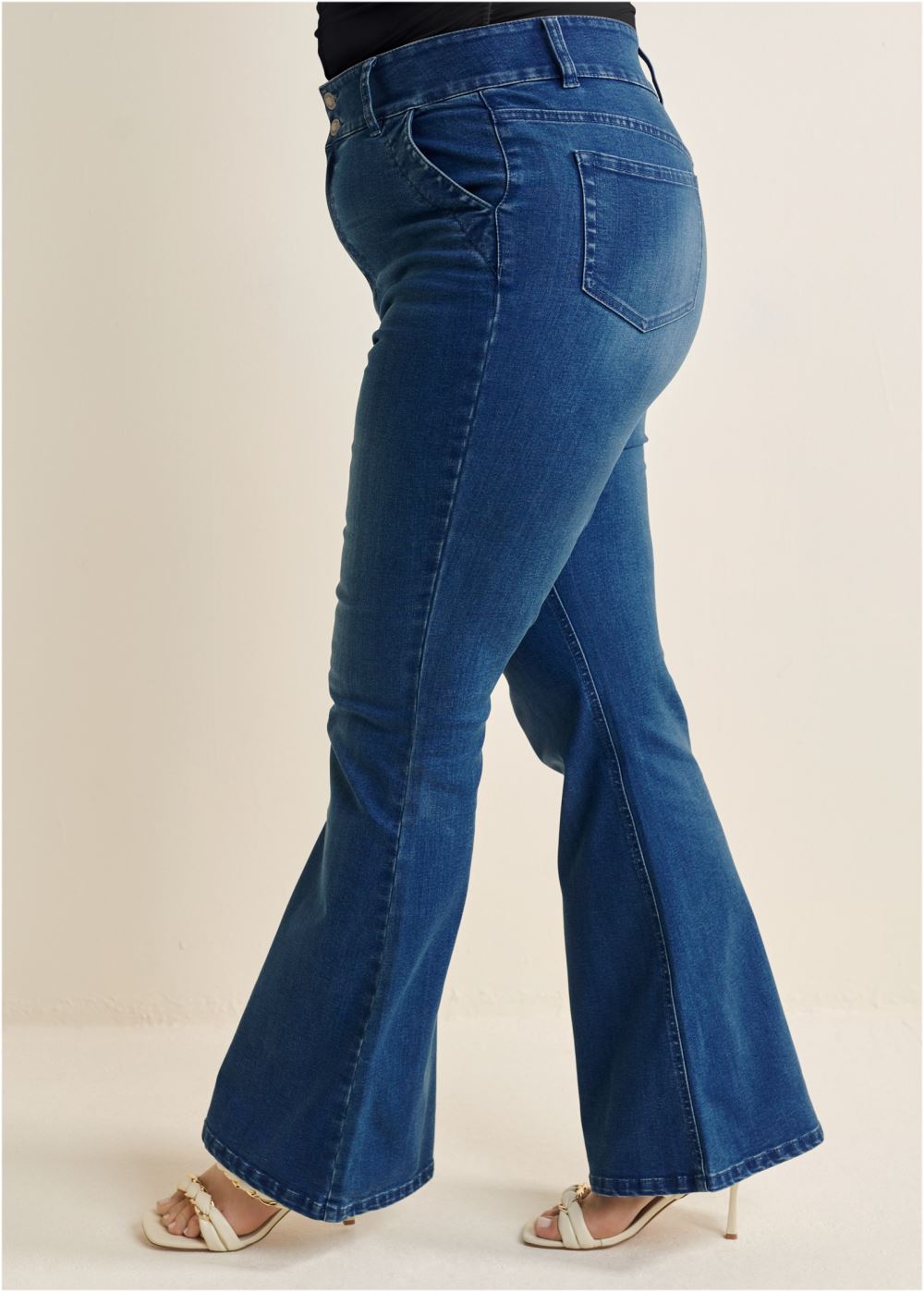 Venus Plus Size High-Waist Flare Jeans in Dark Wash