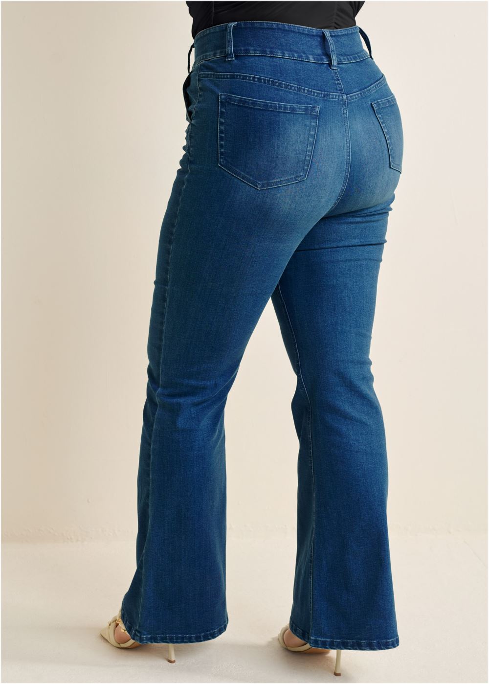 Venus Plus Size High-Waist Flare Jeans in Dark Wash
