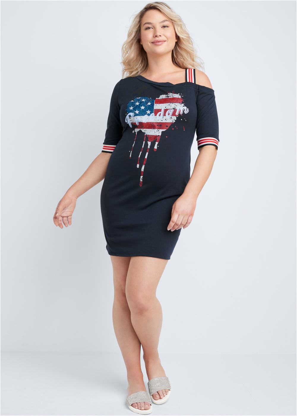 Venus Plus Size Graphic Lounge Dress in Blue Multi