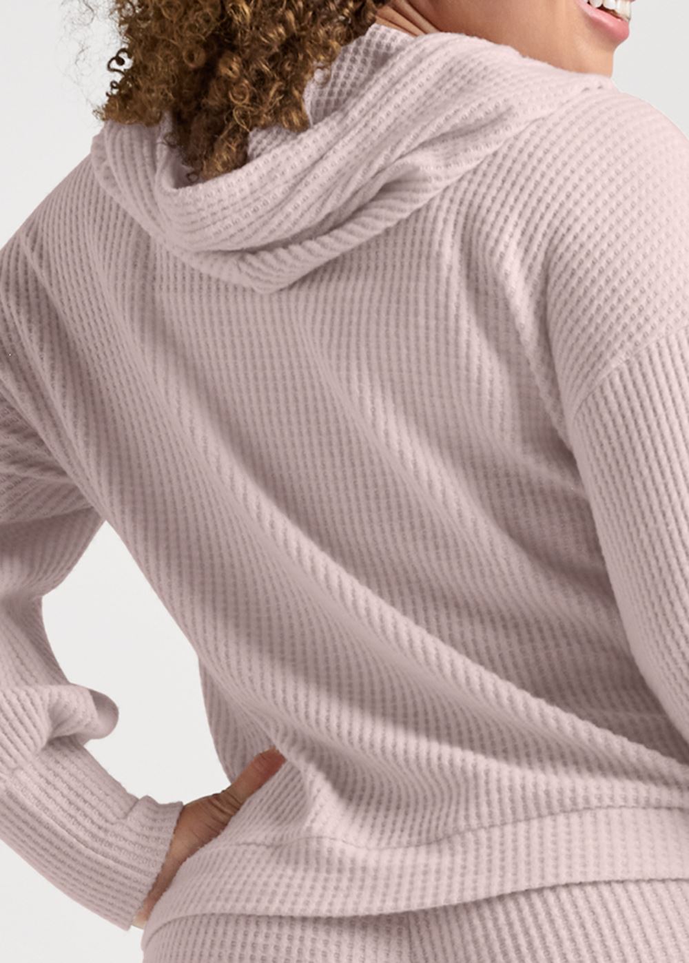 Venus Plus Size Brushed Waffle Hoodie in Mauve