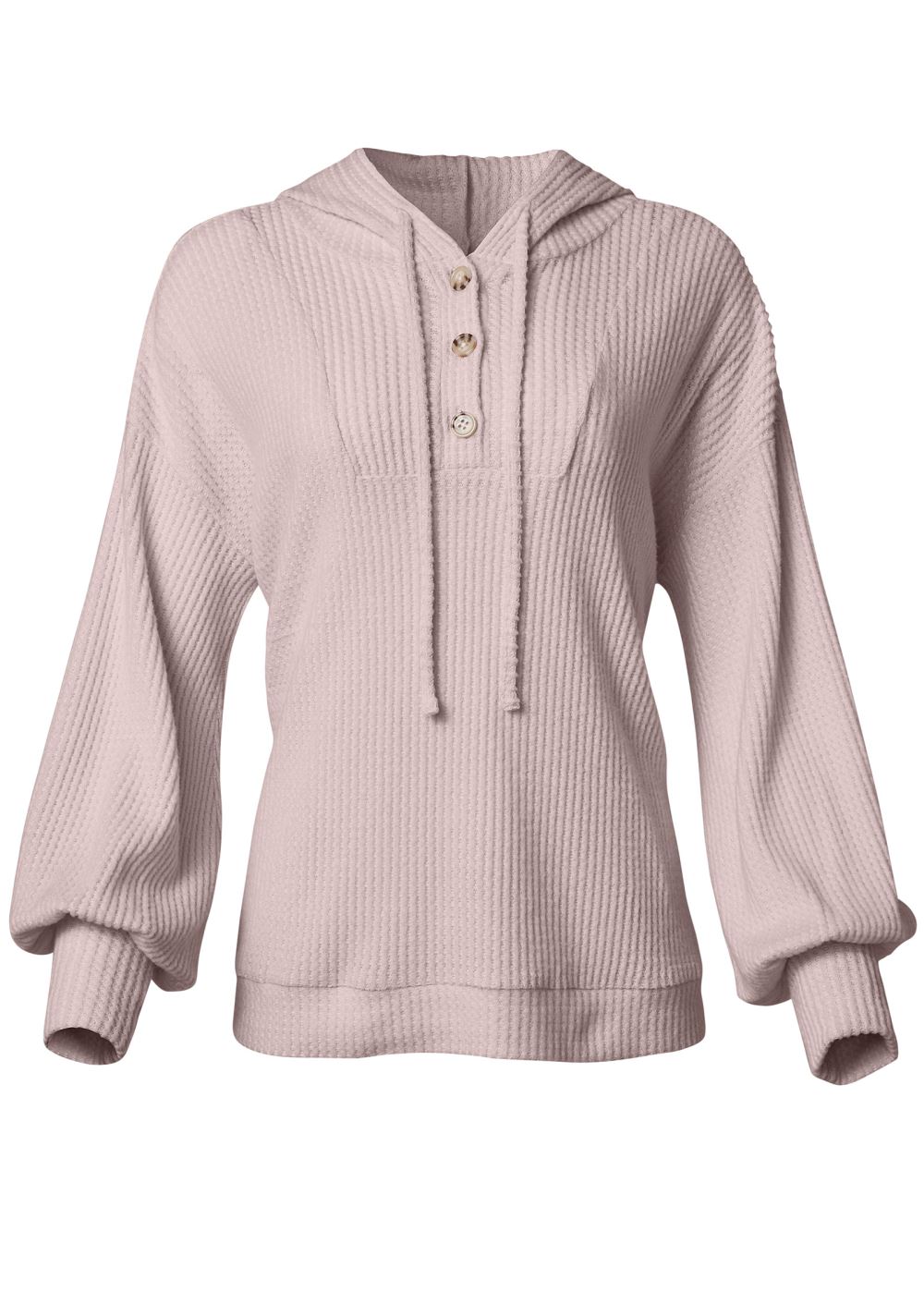 Venus Plus Size Brushed Waffle Hoodie in Mauve