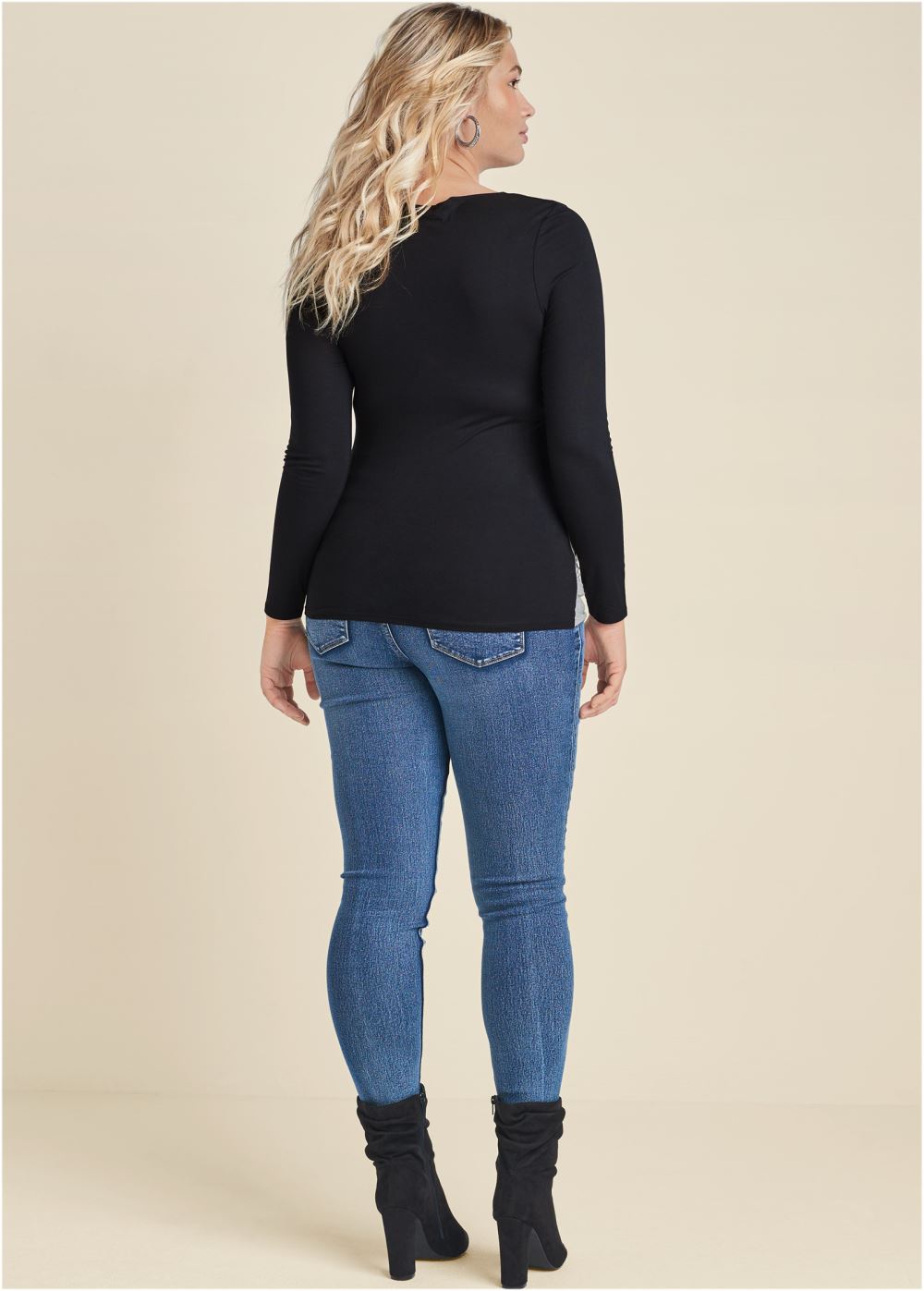 Venus Black Multi COLOR BLOCK CASUAL TOP