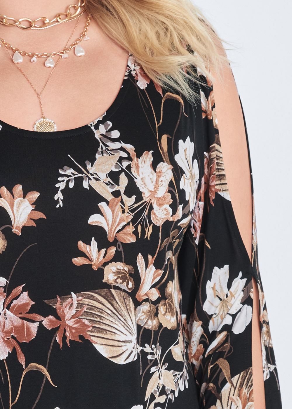 Venus Black & Brown SLEEVE DETAIL DRESS